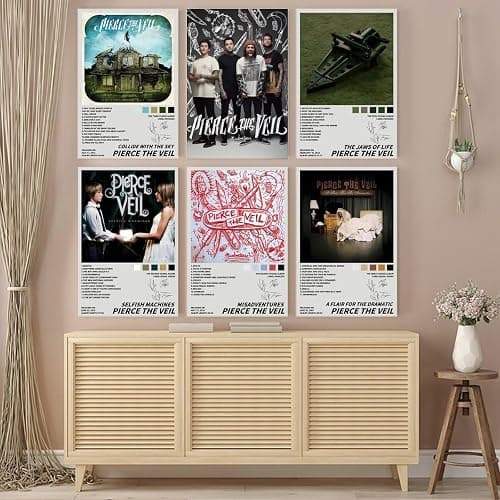 Oulores A Set Of 6 Pierce The Veil Poster（Unframed） Music Album Cover Signed Limited Edition Posters Canvas Posters 08x12inch(20x30cm) Style thumbnail 3
