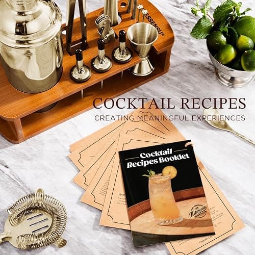 KITESSENSU Cocktail Shaker Set Bartender Kit with Stand | Bar Set Drink Mixer Set with All Essential Accessory Tools: Martini Shaker, Jigger, Strainer, Mixer Spoon, Muddler |Champagne Gold - 17pieces-Champagne Gold thumbnail 6