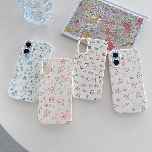 QLTYPRI for iPhone 16 Case, Cute Pink Floral Flower Pattern Aesthetic Phone Case, Raised Camera Protection Soft Slim TPU Shockproof Protective Phone Cover for Girls Women - Floral thumbnail 6