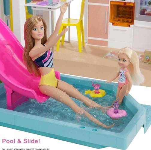 Barbie Dreamhouse (3.75-ft) 3-Story Dollhouse Playset with Pool & Slide, Party Room, Elevator, Puppy Play Area, Customizable Lights & Sounds, 75+ Pieces, Gift for 3 to 7 Year Olds (Amazon Exclusive) thumbnail 3