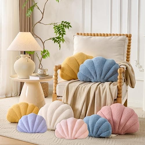 XIAIJIA Seashell Throw Pillows Shell Shaped Pillow Light Pink Sea Shell Pillows for Bed Seashell Decorative Pillow Soft Plush Pillow Sea Couch Decoration(18 X 13 inch) thumbnail 5