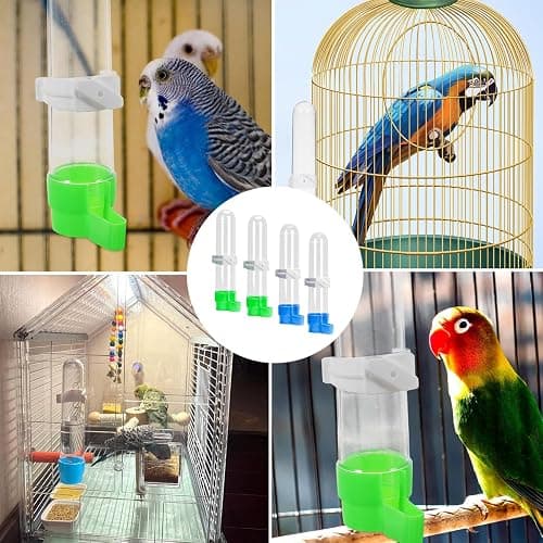 4 Pcs Bird Water Feeder, Budgie Water Dispenser, Budgie Water Feeder - 120ml PP Plastic Bird Waterers (2 Blue + 2 Green) for Cage Mounting, Small Parrot & Finch Hydration thumbnail 7