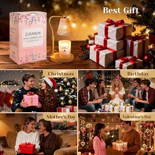 ZUSANUN Candle Warmer Lamp, Adjustable Height & Dimmable, Candles with Timer, 2H/4H/8H Auto Off, Safe Flameless Night Light for Home Decor, Bedroom, Office, Christmas Birthday Gift for Women & Men thumbnail 7