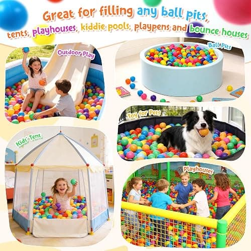Hovenlay Ball Pit Balls Phthalate Free BPA Free Crush Proof Plastic - 7 Bright Colors in Reusable Play Toys for Kids with Storage Bag thumbnail 5