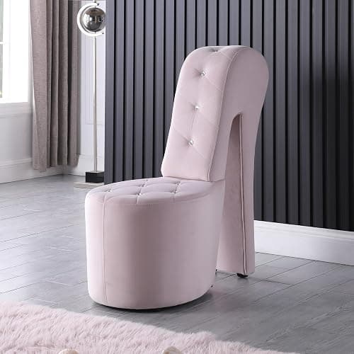 Best Master Furniture Tristram 19" Velvet High Heel Shoe Chair in Pink thumbnail 2
