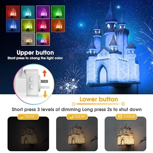 L LOHAS LED 3D Castle Night Lights Plug into Wall, Colored LED Night Light for Kids, Built-in Dusk to Dawn Sensor, Dimmable Night Light for Kids Room Bedroom Bathroom Hallway thumbnail 3