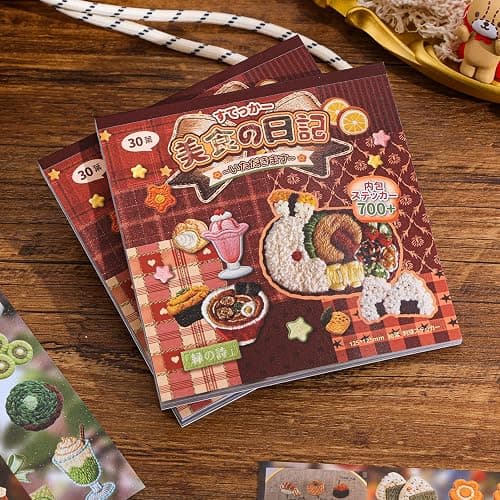 Girl's Japanese Retro Sticker Book, 700+ Kawaii Old Showa Style Embroidered Stickers, Cute Food Theme for DIY Scrapbooking Journaling Handbook Decoration thumbnail 2