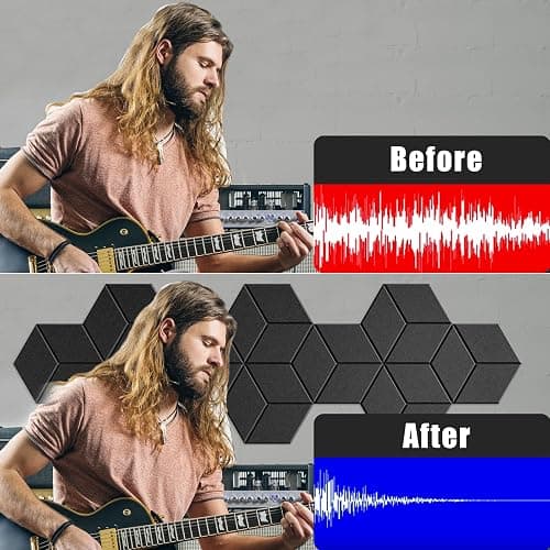 Dailycooper 22 Pack Self-Adhesive Acoustic Panels 12" X 10" X 0.4" - Sound Proof Foam Panels with High Density, Fashionable Y-Lined Design, Flame Resistant, Absorb Noise and Eliminate Echoes(Black) thumbnail 6