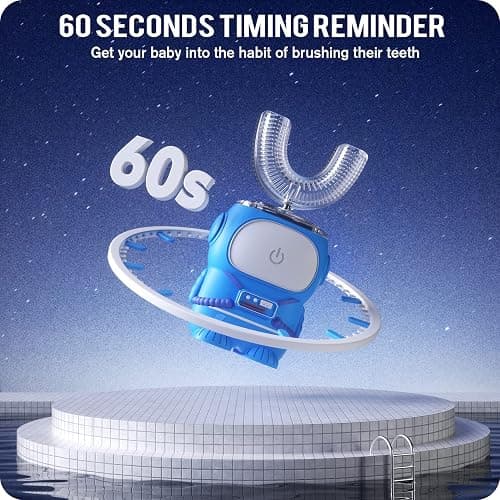 RexCodar Ultrasonic Kid's U-Shaped Electric Toothbrush, IPX7 Waterproof, Five Cleaning Modes, 60S Smart Reminder (Navy Blue, Ages 6-12) thumbnail 5