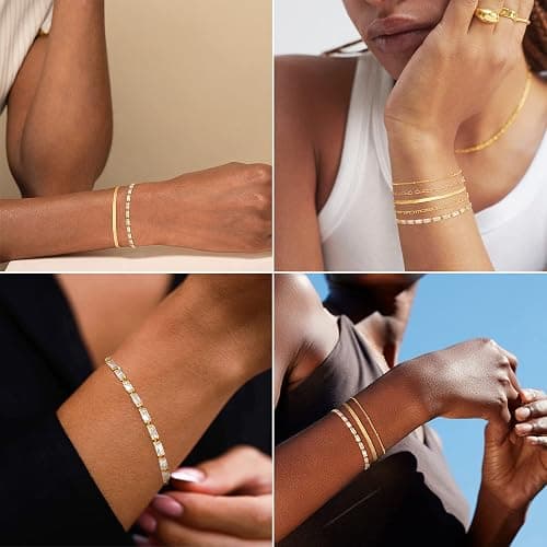 MBW Gold Bracelets for Women Trendy, Dainty 14K Gold Plated Bracelet Stack Beaded Chain Bracelet Set Thin Small Cute Paperclip Bracelets Fashion Waterproof Jewelry Gift Gold Accessories for Women thumbnail 4