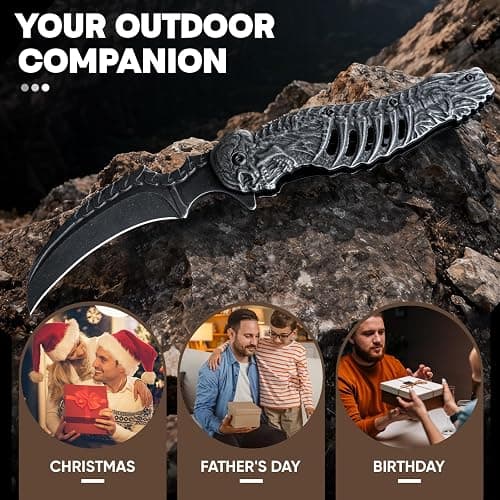 Purple Dragon Black Curved Blade Pocket Knife, Cool Gifts for Men | Collectible Folding Knife, Ideal for Everyday Carry & Outdoor Activities, Birthday Gifts for Men Husband Dad thumbnail 6