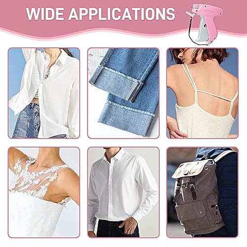 Stitch Gun for Clothes， Handheld Stitch Gun Quick Clothing Fixer，Sewing Kit Includes 1,000 Black Fasteners & 1,000 White Fasteners & 6 Needles，Tagging Gun（Pink） thumbnail 2