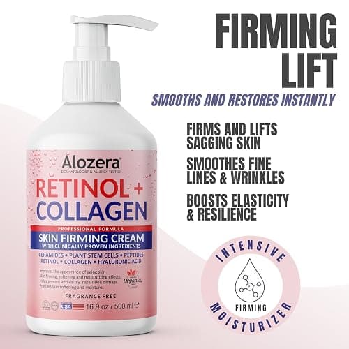 Alozera Skin Firming Retinol Collagen Body Lotion with Stem Cells for Aging Skin and Wrinkles, Non-Greasy, Lightweight Moisturizer, Fragrance-Free, 16.9 oz 2-Pack thumbnail 2