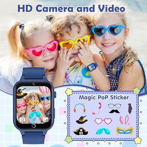 Luyiilo Smart Watch for Kids, with 26 Puzzle Games, Touch Screen, HD Camera, Alarm Clock, Toys for Ages 4-12 Years Old.Birthday Gift for Boys Girls (Blue) thumbnail 4