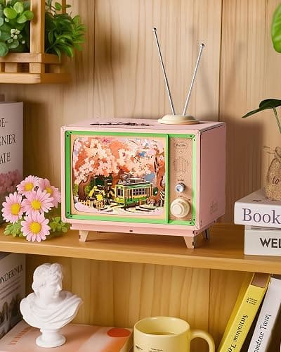 Rolife 3D Wooden Puzzles for Adults DIY Book Nook Kit 16" Japanese Cherry Blossom Music Box Toy Building Set Home Decor Gifts for Girls Boys Adults (Sakura Dreamy Tour) thumbnail 9