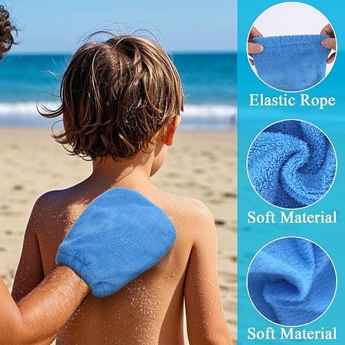 Vodolo 2 in 1 Sand Remover for Beach,2Pcs Sand Wipe Off Mitts for Beach,Beach Vacation Essentials for Kids Adults,Beach Day Accessories Must Haves for Women,Summer Family Beach Needs Items Necessities thumbnail 4