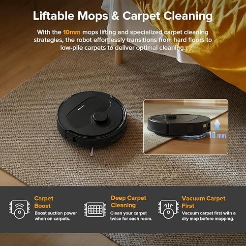 roborock Qrevo Series Robot Vacuum and Mop, 8000Pa Suction, Upgraded from Qrevo S, Anti-Tangle Brushes, Smart Obstacle Avoidance, Auto Mop Washing, All-in-One Dock, 200RPM Spinning Mops, Black(QV 35A) thumbnail 6