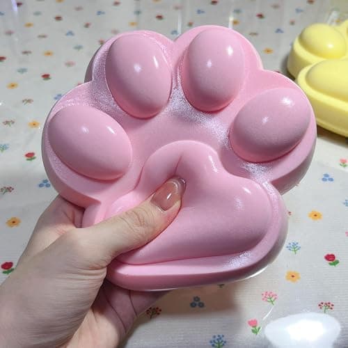 SUISUILE 5.5 Inch Large Cat Paw Slow Rising Squishy Toys, Kawaii Sticky Paw Squeeze Toy, Super Soft Slow Rebound Fidget Toys for Stress Relief ADHD Desk Accessory (Pink) thumbnail 6