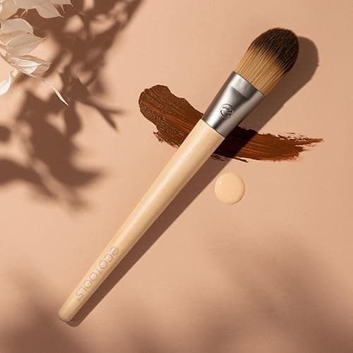 EcoTools Classic Foundation Face Brush, For Liquid, & Cream Foundation, Flat Foundation Brush, Makeup Brush For Natural Makeup, Buildable Coverage, Synthetic Bristles, Cruelty- Free, 1 Count thumbnail 5
