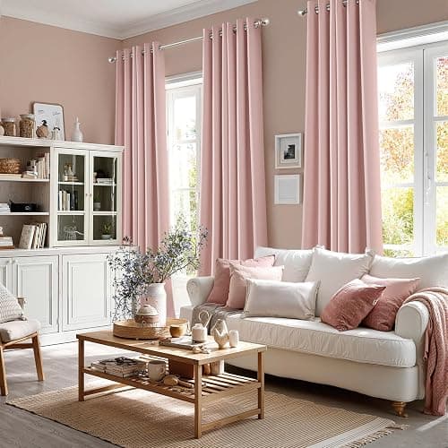 MIULEE Blackout Curtains for Bedroom Living Room 2 Panels, Thermal Insulated Room Darkening Drapes Grommet Noise Reducing Light Blocking Window Treatments 72 Inches Long 40x72 Inch Pink thumbnail 2