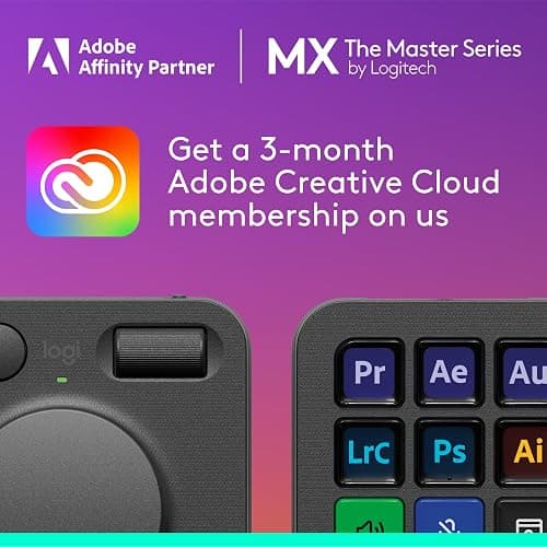 Logitech MX Creative Console - 9 Customizable LCD Keys, Control Dial for Graphic Design, Video Editing, Control Adobe, Zoom, Spotify and More - Graphite, with 3-Month Adobe Creative Cloud Membership - Graphite thumbnail 2