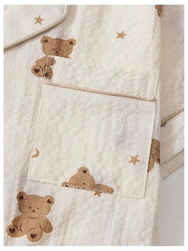 Verdusa Women's 2 Piece Pajama Sets Cute Printed Fall Pajamas Sleepwear Button Up Shirt with Pants Lounge Pjs thumbnail 4