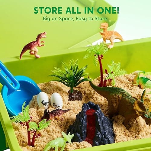 Klever Kits Dinosaurs Sensory Bin Toys for Toddlers with Glow in The Dark Dinosaurs, Sandbox with Lid Sand, Preschool Learning Activities Gifts for Boys Girls Age 3+ - Dinosaur thumbnail 7