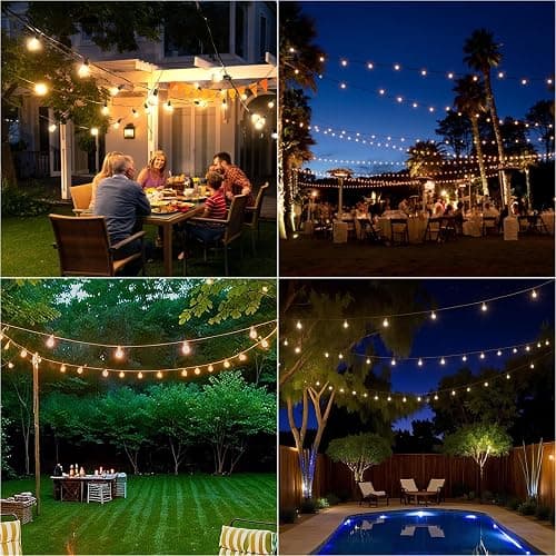 Solar Lights Outdoor String light patio deals 100FT with 32 Shatterproof, solar String Lights Outdoor Waterproof with Remote ST38 Vintage Edison Bulbs,Waterproof Hanging Lights for Outside Backyard - 100FT-32 Bulbs thumbnail 9
