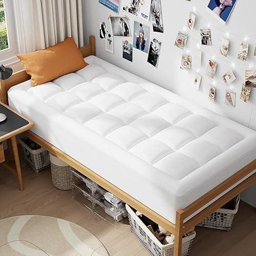ELEMUSE Twin Size Dual Layer 3 Inch Memory Foam Mattress Topper, 2 Inch Cooling Gel Memory Foam and 1 Inch Thick Soft Pillow Top Mattress Pad Cover for Back Pain Relief, Bed Topper for Side Sleep - Twin - Plush Support(white) thumbnail 5