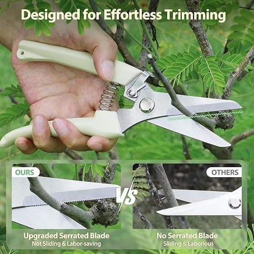 4PACK Pruning Shears, Stainless Steel Garden Shears, Sharp Handhled Gardening Scissors, Bypass & Straight Blade Garden Clippers for Plants, Flowers, Fruits Trees, Gardening Gifts for Women & Men thumbnail 5