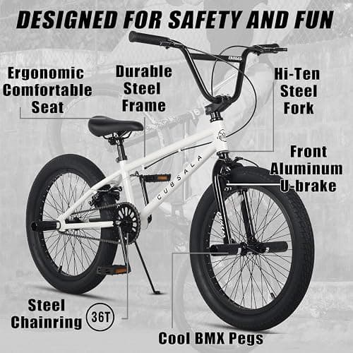 cubsala Freestyle BMX Bike, 18 20 Inch Kids Bicycle for 5-13 Years Old Kids and Beginner Level Rider, Multiple Colors thumbnail 2