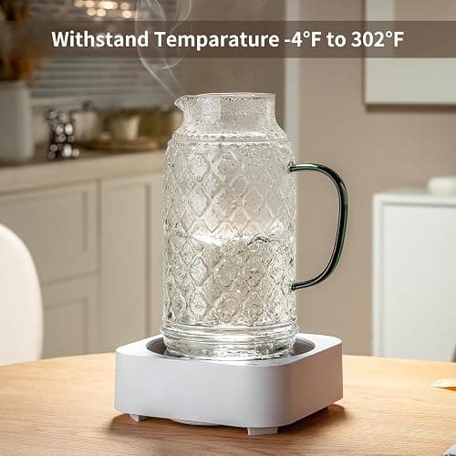 Buaic Glass Pitcher with Lid, 2 PACK 84 oz/2.5L Liter Vintage Water Pitcher, Clear Borosilicate Glass Water Carafe for Cold Brew, Coffee, Lemonade, Iced Tea,Beverage, Heat Resistant thumbnail 6