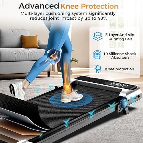 Walking Pad Treadmill with 8% Incline for Home Office,3.0HP Low Noise Portable Folding Under Desk Treadmill with Remote Control,Jogging Running Machine,350 Lbs Capacity,LED Display,Handle Bar thumbnail 5
