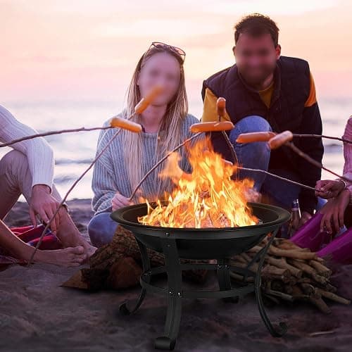 Yaheetech Outdoor Fire Pit for Garden, Round Firepit Patio Heater for Camping Bonfire, Portable Fire Pit Steel Metal Bowl Wood Burning Firepits for Garden/Backyard thumbnail 2