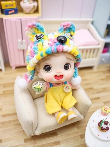 Cute BJD Blind Box,2 Random Poseable Dolls with Handmade Outfits & Crochet Hats,Birthday Gift for Girls,Surprise Mystery Box-Puff Bear Series thumbnail 3