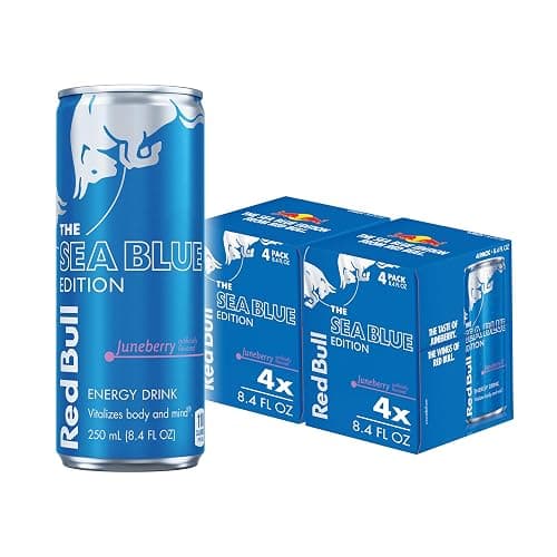Red Bull Sea Blue Edition Energy Drink, Juneberry, with 80mg Caffeine plus Taurine & B Vitamins, 8.4 Fl Oz, Pack of 8 Cans - Image 1