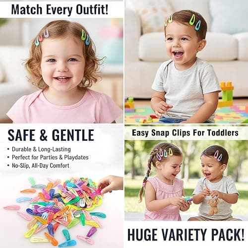 Babymatch Baby Barrettes Hair Clips: 1.2 inch (3cm) Small Mini Snap for Toddler Little Girls Kids 150pcs (30 colors) thumbnail 6