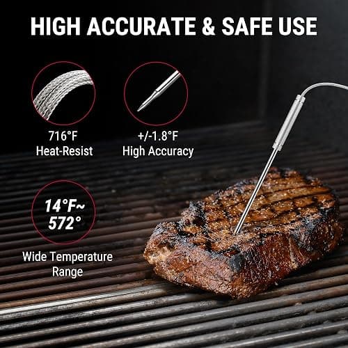 ThermoPro 650 ft Wireless Meat Thermometer Digital for Grilling and Smoking, 2 Probes Bluetooth Meat Thermometer for Cooking Turkey Fish Beef, Rechargeable Smoker Accessories for BBQ Oven thumbnail 9