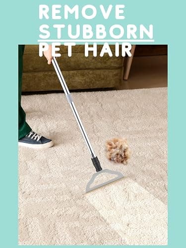 HIMODA Pet Hair Remover for Carpets, Adjustable Long Handle Carpet Rake for Dog Cat Hair Removal, Powerful Carpet Hair Removal Broom, Reusable Large Fur Scraper Tool thumbnail 3