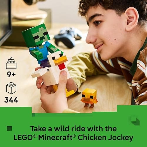 LEGO Minecraft Chicken Jockey 21582 | Building Toys for Boys & Girls, Ages, 9+, Display for Bedroom, 344 pieces, Gift for Birthdays thumbnail 3