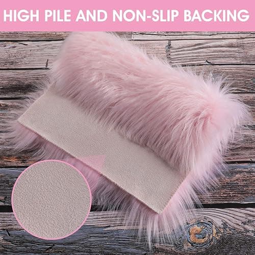 WLLHYF 10 Inches Mini Square Faux Fur Rug， Small Fluffy Area Rug Cushion for Living Room Sofa Bedroom Floor Soft Square Chair Cover Seat Pad Nail Mat for Photographing Background of Jewelry thumbnail 4