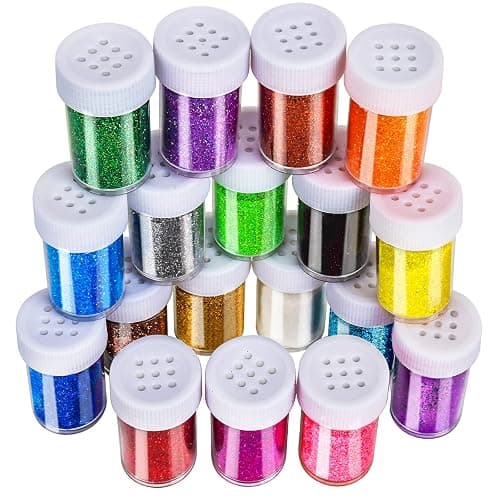 LEOBRO Glitter, 18 Pack Fine Glitter, Craft Glitter Powder Shake Jar, Multi Assorted Set Extra Fine Glitter for Resin Art Crafts Tumbler Scrapbook Jewelry Making, Body Face Hair Glitter, 15g/ Bottle, - Image 1