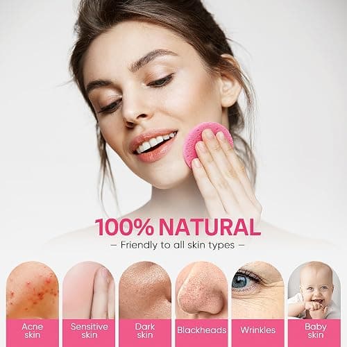 GAINWELL 50-Count Compressed Facial Sponges for Daily Facial Cleansing and Exfoliating, 100％ Natural Cosmetic Spa Sponges for Makeup Remover, Reusable, Pink thumbnail 5