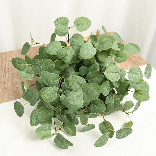 Beferr 6Pcs Artificial Eucalyptus Stems Greenery Stems 24" Tall Fake Plants Decor Faux Floral Stems for Vase Home Party Wedding Decorations thumbnail 7