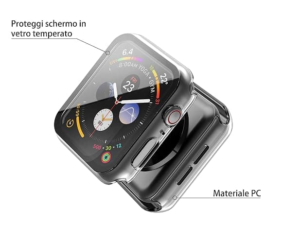 Misxi [2 Pezzi] Trasparente Cover Con Vetro Temperato per Apple Watch SE3/SE2/SE/Serie 6/Serie 5/Serie 4 44mm, Custodia Rigida Protezione Totale Ultra Sottile HD Clear Pellicola Protettiva Per iWatch thumbnail 3