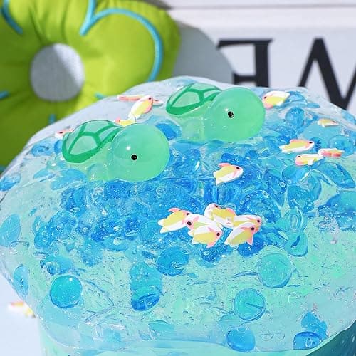 Clear Glitter Slime Kit with Little Turtle Toy for Girls Age 6-14,Crunchy Slime Supplies for Kids,Fun DIY Craft Gift for Birthdays Party Favors thumbnail 3