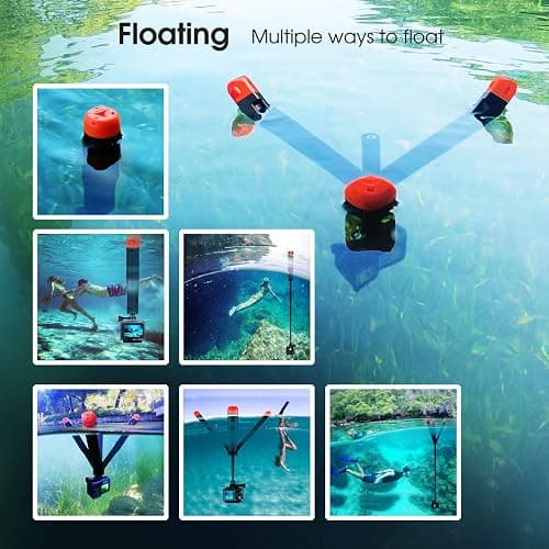 SOONSUN 4in1 Floating Selfie Stick Tripod for GoPro Hero 13 12 11 10 9 8 7 6 5 4 3, Max, AKASO, Osmo Action 3/4/5 Pro Camera - As Waterproof Extension Monopod Pole Floating Handle Grip Tripod Stand thumbnail 3