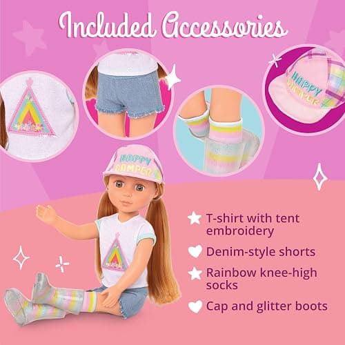 Glitter Girls – 14-Inch Fashion Doll – Light Red Hair & Hazel Eyes – Camping Outfit, Matching Cap, and Glitter Boots – 3+ Years– Astrid thumbnail 3