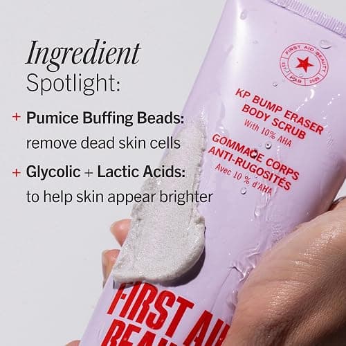 First Aid Beauty KP Bump Eraser Body Scrub with 10% AHA - Dermatologist-Tested Keratosis Pilaris Exfoliator - Support for Rough Bumps, Uneven Skin Texture & Strawberry Skin - Sensitive Skin thumbnail 6