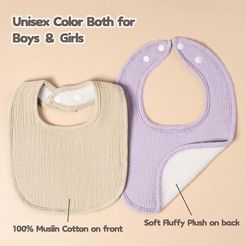 Susurration Muslin Baby Drool Bibs 10Pack Soft Square Adjustable Bandana Bibs for Unisex Baby Girls & Boys thumbnail 6